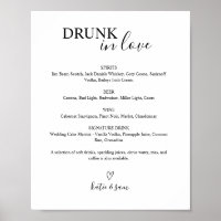 Trotse Verliefde Bruiloft Bar Menu Bord Afdrukbaar