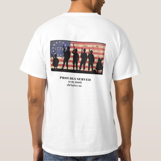 Trotse veteraan 1776 Amerikaanse vlag T-shirt (Achterkant)