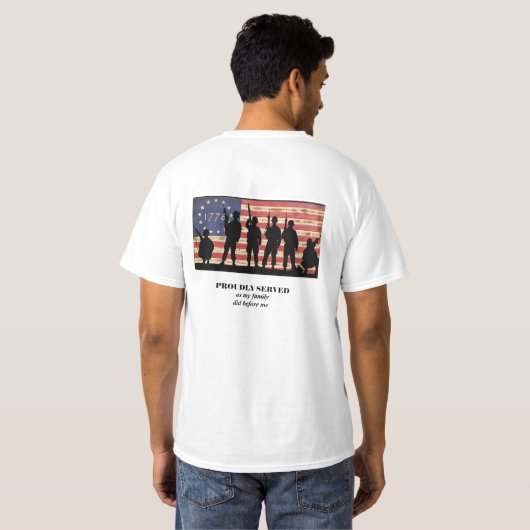 Trotse veteraan 1776 Amerikaanse vlag T-shirt (Achterkant volledig)
