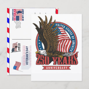 Trotse Veteraan 250 Jaar Amerika 1776 2026 Feestdagenkaart