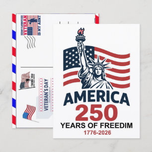 Trotse Veteraan 250 Jaar Amerika 1776 2026 Feestdagenkaart
