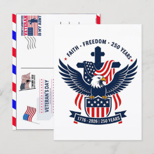 Trotse Veteraan 250 Jaar Amerika 1776 2026 Feestdagenkaart