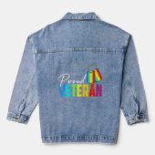 Trotse Veteraan Trans Militaire LGBTQ Regenboog Ga Denim Jacket (Achterkant)