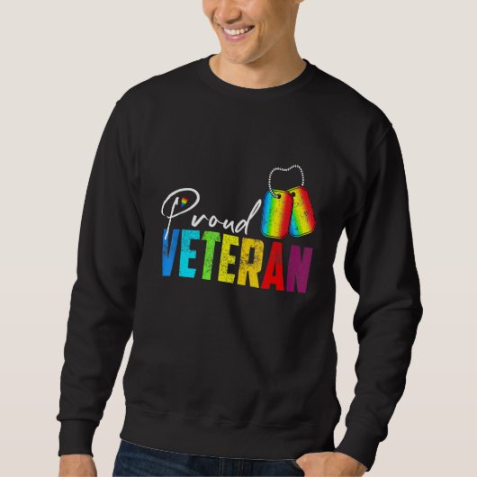 Trotse Veteraan Trans Militaire LGBTQ Regenboog Ga Trui (Voorkant)