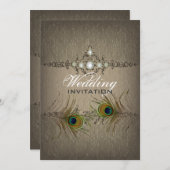 Trotse vintage pauw huwelijksuitnodiging kaart (Voorkant / Achterkant)