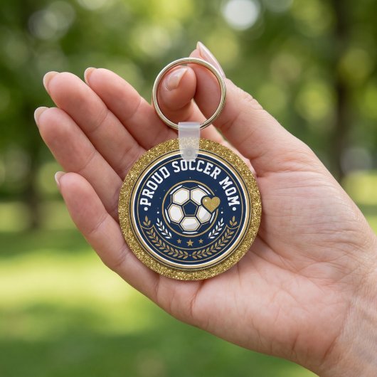 Trotse Voetbalmoeder Gouden Nep Glitters Sleutelhanger