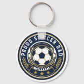 Trotse Voetbalvader Met Aangepaste Naam & Oprichti Sleutelhanger (Voorkant)