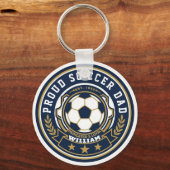 Trotse Voetbalvader Met Aangepaste Naam & Oprichti Sleutelhanger (Achterkant)