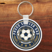 Trotse Voetbalvader Met Aangepaste Naam & Oprichti Sleutelhanger (Voorkant)