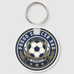 Trotse Voetbalvader Met Aangepaste Naam & Oprichti Sleutelhanger