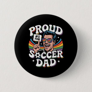 Trotse Voetbalvader Opgewekte Fan Voor Vaders _3 Ronde Button 5,7 Cm