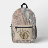 Trotse vogel nerd silhouet boom hout vogelaar bedrukte rugzak (Voorkant)