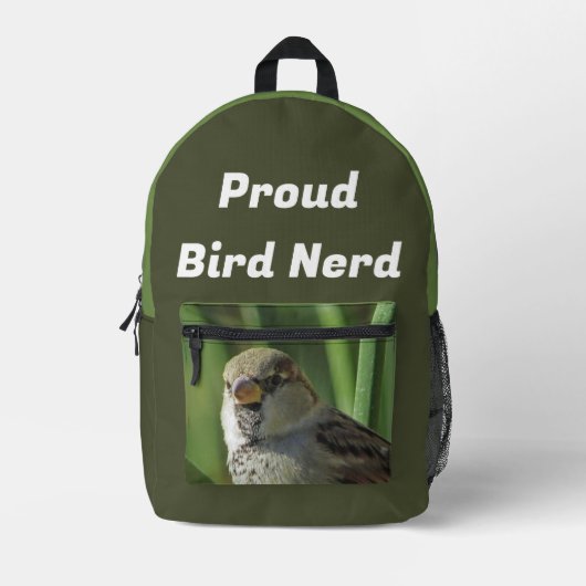 Trotse Vogel Nerd Sparrow Dierenvogelaar Bedrukte Rugzak (Voorkant)