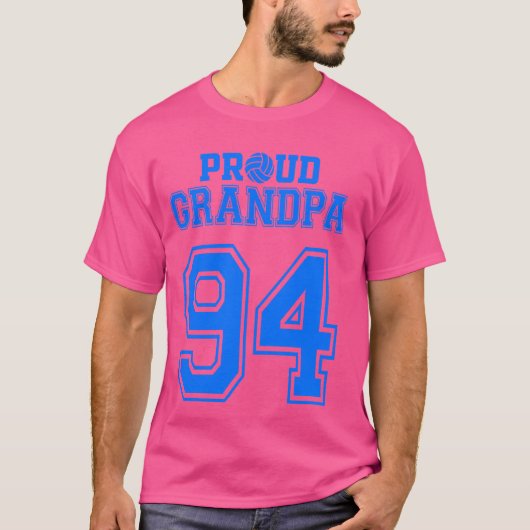Trotse volleybal opa nummer 94 b t-shirt (Voorkant)