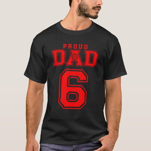 Trotse Volleybal Vader Nummer 6 R  T-shirt (Voorkant)