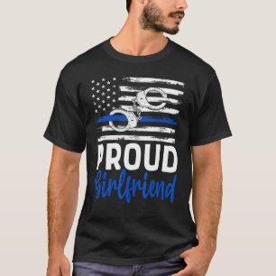 Trotse Vriendin politieagent American Flag Girl T-shirt