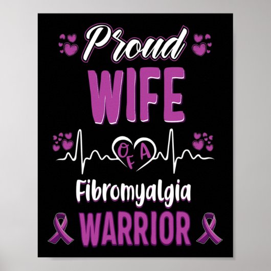 Trotse vrouw Fibromyalgie Warrior Awareness Ribbon Poster (Voorkant)