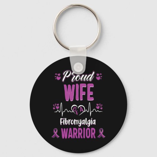 Trotse vrouw Fibromyalgie Warrior Awareness Ribbon Sleutelhanger (Voorkant)
