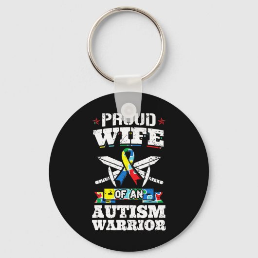 Trotse vrouw van een autisme krijger Autistische A Sleutelhanger (Voorkant)
