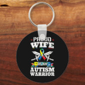 Trotse vrouw van een autisme krijger Autistische A Sleutelhanger (Voorkant)