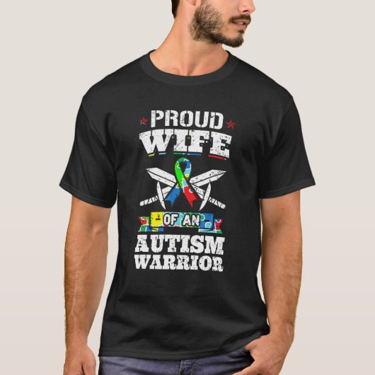 Trotse vrouw van een autisme krijger Autistische A T-shirt (Voorkant)