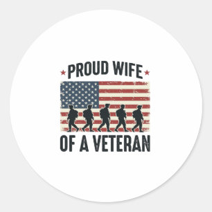Trotse vrouw van een veteran-patriottisch shirtont ronde sticker