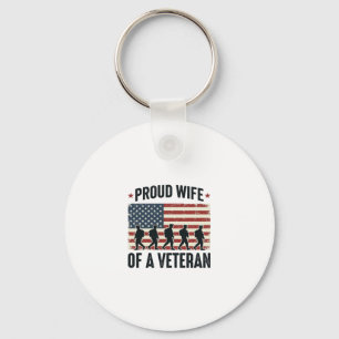 Trotse vrouw van een veteran-patriottisch shirtont sleutelhanger