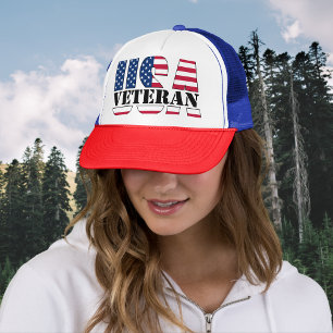 Trotse vrouwelijke veteranen patriottische honkbal trucker pet