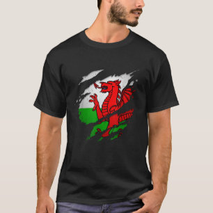Trotse Welshs gescheurd Wales vlag T-shirt
