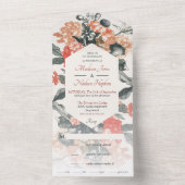 Trotse Whimsical Waterverf Bloemige Bruiloft All In One Uitnodiging (Binnen)