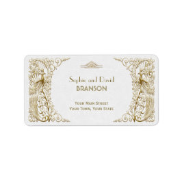 Trotse Witte Goud Art Deco Pauw Huwelijk Etiket