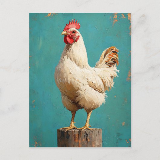 Trotse Witte Kip Briefkaart (Voorkant)