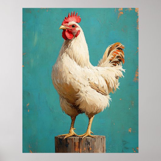 Trotse Witte Kip Poster (Voorkant)
