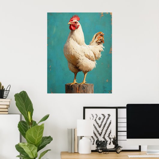 Trotse Witte Kip Poster (Thuiskantoor)