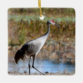 Trotse Zilverreiger Keramisch Ornament