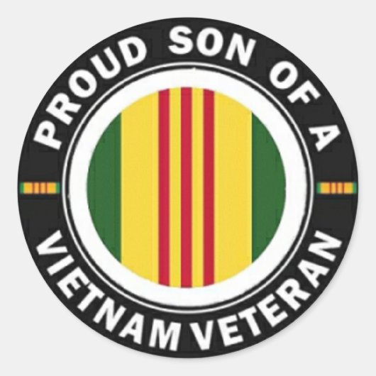 Trotse Zoon van Een Vietnam Veteraan Ronde Sticker (Voorkant)