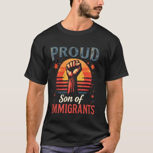 Trotse zoon van immigranten pro-immigratie t-shirt (Voorkant)