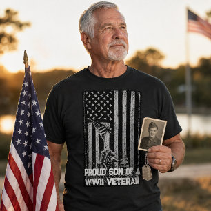 Trotse zoon van WW2 Vet Amerikaanse vlag T-shirt