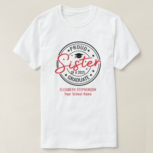 Trotse zus van de afstuderen familie matching t-shirt (Design voorkant)