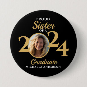 Trotse Zus van een Afgestudeerde van 2024 Foto & N Ronde Button 7,6 Cm