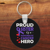 Trotse zus van een alvleesklier kankerheld krijger sleutelhanger (Voorkant)