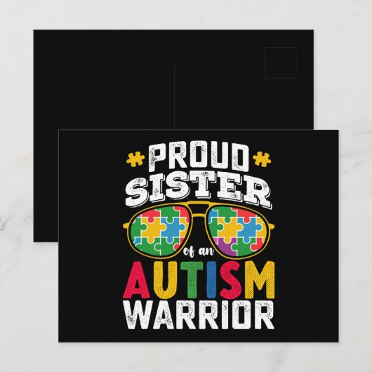 Trotse zus van een Autisme Warrior familie Briefkaart (Voorkant / Achterkant)