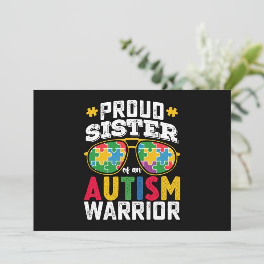 Trotse zus van een Autisme Warrior familie Kaart (Staand voorkant)