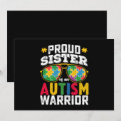 Trotse zus van een Autisme Warrior familie Kaart (Voorkant / Achterkant)