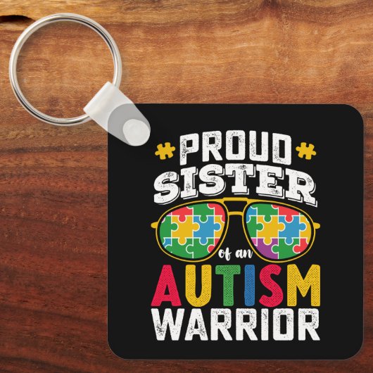 Trotse zus van een Autisme Warrior familie Sleutelhanger (Voorkant)