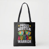 Trotse zus van een Autisme Warrior familie Tote Bag (Voorkant)