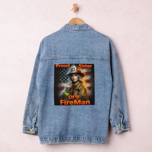 Trotse zus van een brandweerheld denim jacket (Hangar)