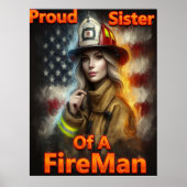 Trotse zus van een brandweerheld poster (Voorkant)