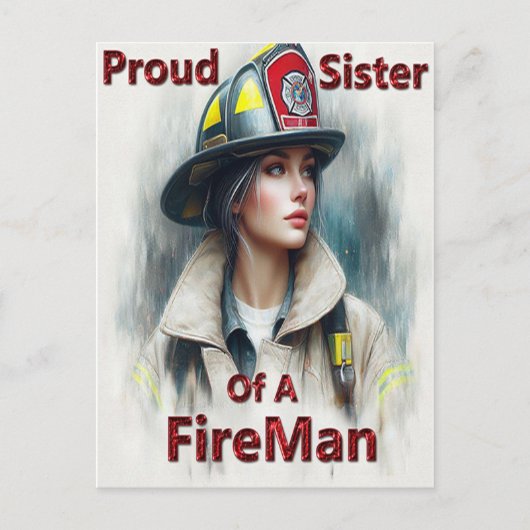 Trotse zus van een brandweerman aarzeling briefkaart (Voorkant)