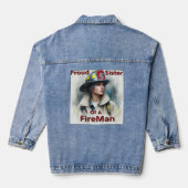 Trotse zus van een brandweerman aarzeling denim jacket (Achterkant)